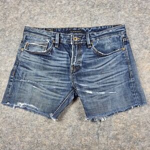 Cult Individuality Rebel Straight Japanese Selvedge Denim Cut Off Shorts Size 34